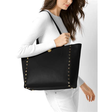 michael kors rivington large studded leather tote|Rivington Large Saffiano Leather Tote Bag .